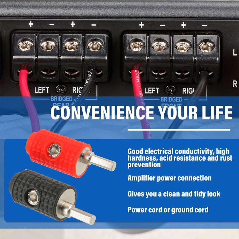 BOJACK Amp Input Reducer 4 Gauge to 8 Gauge Reducer Car Stereo Power/Ground GA adapters with Red/Black Silicon Covers and Hex Tool for Car Audio Systems (Pack of 4) - Image 4